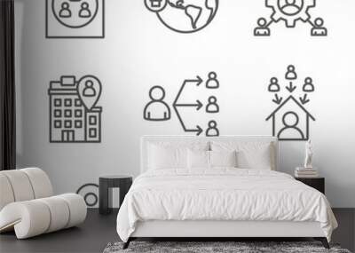 In-Company and Outsource Icon Set with headquarters, and freelancers, etc Wall mural