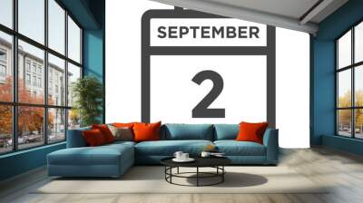 September 2 Calendar Day or Calender Date for Deadlines or Appointment Wall mural