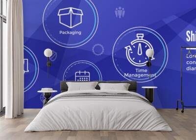 Shipping and Receiving Icon Set with Boxes, Warehouse, checklist, etc Wall mural