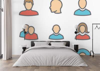 User Icon Set with Man, Woman, & Multiple People Wall mural