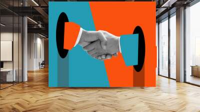 A handshake of businessmen. Modern design with a positive context. Wall mural