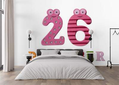 December 26 on white background, numbers and letters. Wall mural