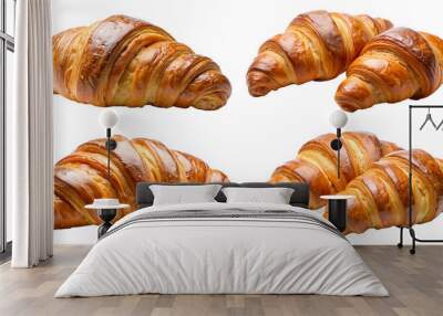 Set of Croissants isolated on a transparent background. The concept of delicious and fresh French pastries for breakfast. Wall mural