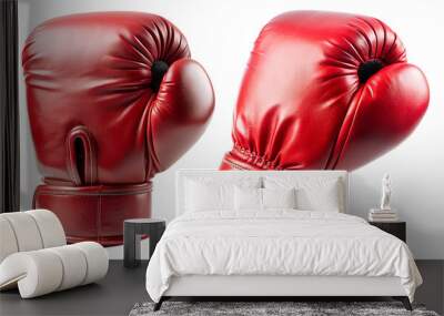 Set with red boxing gloves on a transparent background. Sports and leisure concept. Wall mural