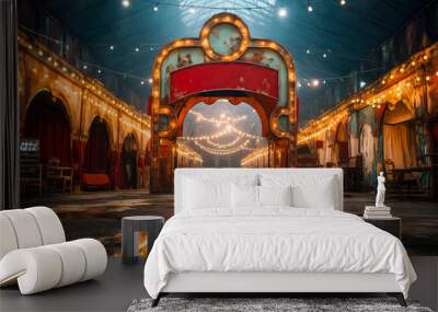 Vintage Abandoned Carnival. Halloween concept for organizers of spooky carnival events. Wall mural