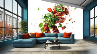 Food photo of Plant based meat isolated on white transparent background, PNG, ultra realistic Wall mural