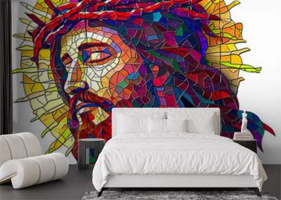 Jesus Christ, colorful mosaic illustration isolated on white transparent background, png  Wall mural