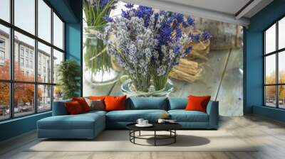 Fresh lavender bouquet in a vase Wall mural