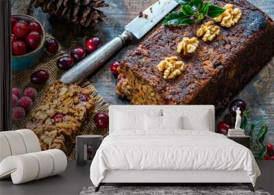 Vegan roasted nut loaf with cranberries Wall mural