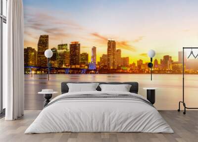 Miami city by night Wall mural