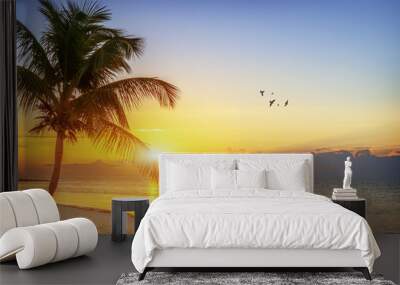 Sunset on the beach Wall mural