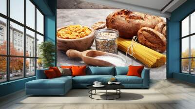 whole grain products with complex carbohydrates Wall mural