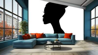 Black woman, beauty, fashion, portrait, black lives matter, illustration over a transparent background, PNG image

 Wall mural