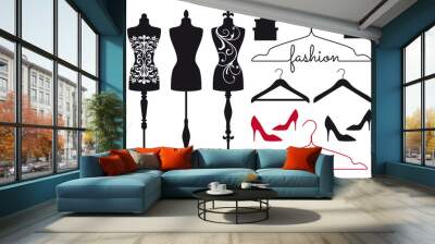 Fashion mannequins, vector set Wall mural