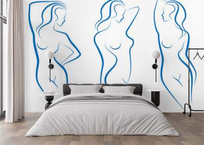 woman sketch, vector Wall mural