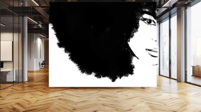 silhouette of a afro hair girl Wall mural