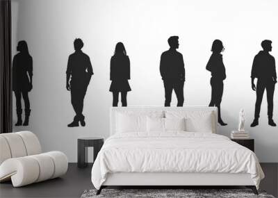 group of people silhouette isolated Wall mural