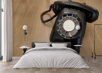 Old black retro rotary Telephone Wall mural