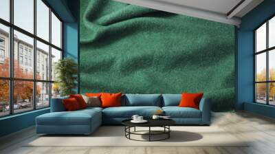 A full page of fluffy green fleece fabric texture Wall mural