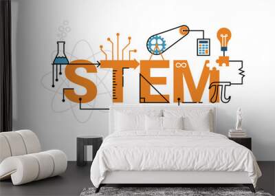 STEM word typography design Wall mural