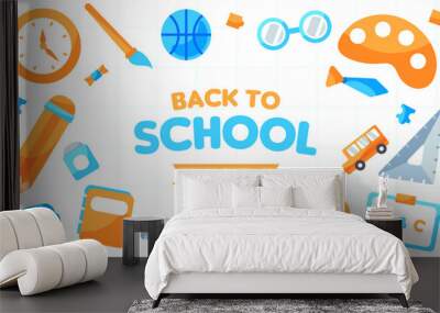 Flat design back to school background Wall mural