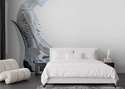 anatomical human skeleton sitting in a modern chair Wall mural