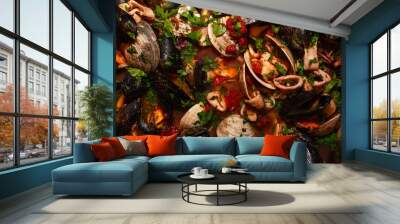 shellfish soup with tomato sauce  Wall mural