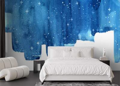 Abstract night sky and star watercolor hand painting background. Wall mural