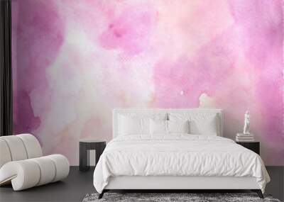 Abstract pink and purple watercolor hand painting on paper background for decoration. Wall mural