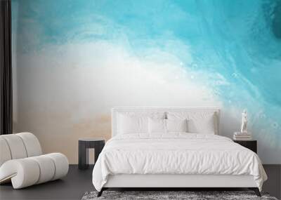 Sand beach with Ocean wave on top view background for summer holiday and marine life concept. Wall mural