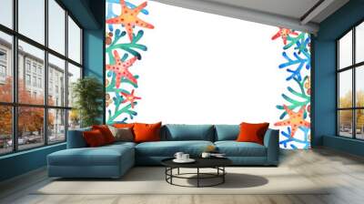 Starfish and coral reef watercolor hand painting on white background for decoration on summer holiday. Wall mural