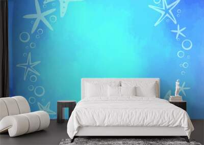 Starfish with bubble under the sea frame vector for decoration on summer holiday and marine life concept. Wall mural