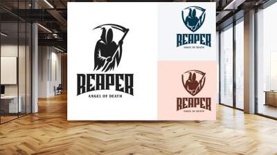 The Grim Reaper skull vector logo design vector illustration Wall mural