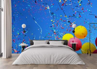 multicolored balloons and confetti Wall mural