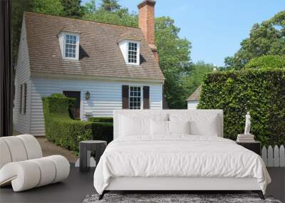 colonial style house and garden with white fence, virginia, usa Wall mural