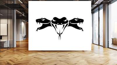  silhouette of a three snake heads Wall mural