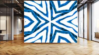 Blue summer Seamless Border Scroll. Geometric Wate Wall mural