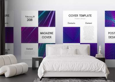 Business brochure design template set. Neon abstra Wall mural