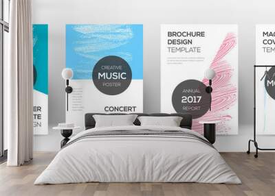 Cover page design template. Modern brochure layout. Creative trendy abstract cover page. Pink and bl Wall mural