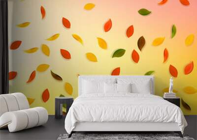 Falling autumn leaves. Red, yellow, green, brown r Wall mural