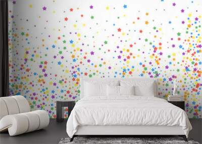 Festive confetti. Celebration stars. Rainbow brigh Wall mural