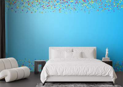 Festive confetti. Celebration stars. Rainbow brigh Wall mural