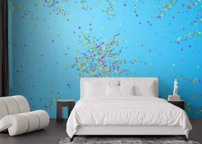 Festive confetti. Celebration stars. Rainbow brigh Wall mural