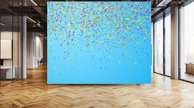 Festive confetti. Celebration stars. Rainbow brigh Wall mural