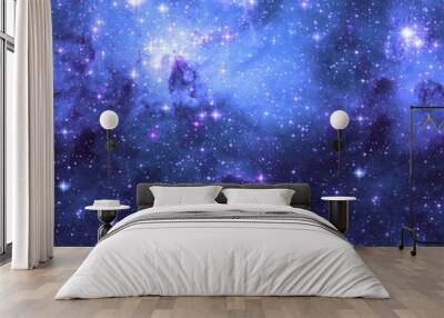 Galaxy fabric seamless pattern. Blue abstract  Wall mural