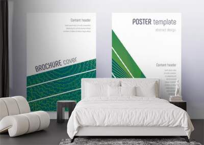 Geometric cover design template set. Green abstrac Wall mural