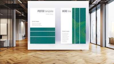 Geometric cover design template set. Green abstrac Wall mural