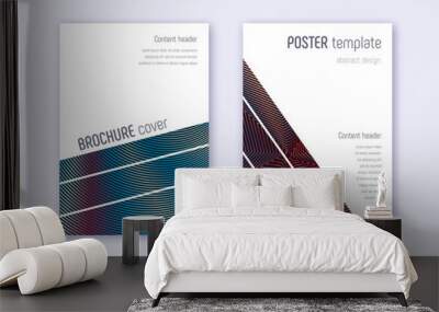 Geometric cover design template set. Red white blu Wall mural