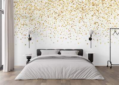 Gold confetti luxury sparkling confetti. Scattered Wall mural