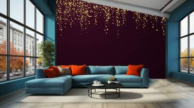 Gold confetti luxury sparkling confetti. Scattered Wall mural